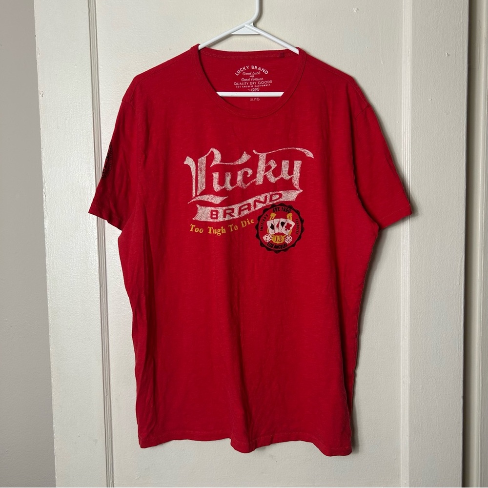 Lucky Brand red too tough to die short sleeve graphic tee men's XL - Picture 2 of 10